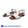 SANDALIA TACON BAJO PLANO CON TIRA NUDO Y HEBILLA CON PLANTILLA DE GEL - BLANCO - OH MY SANDALS