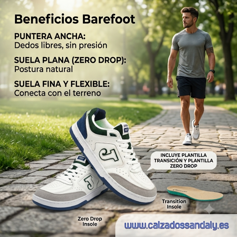 ZAPATILLA CASUAL JOMA FLEXY BAREFOOT ZERO DROP Y PLANTILLA DE TRANSICION - BLANCO -