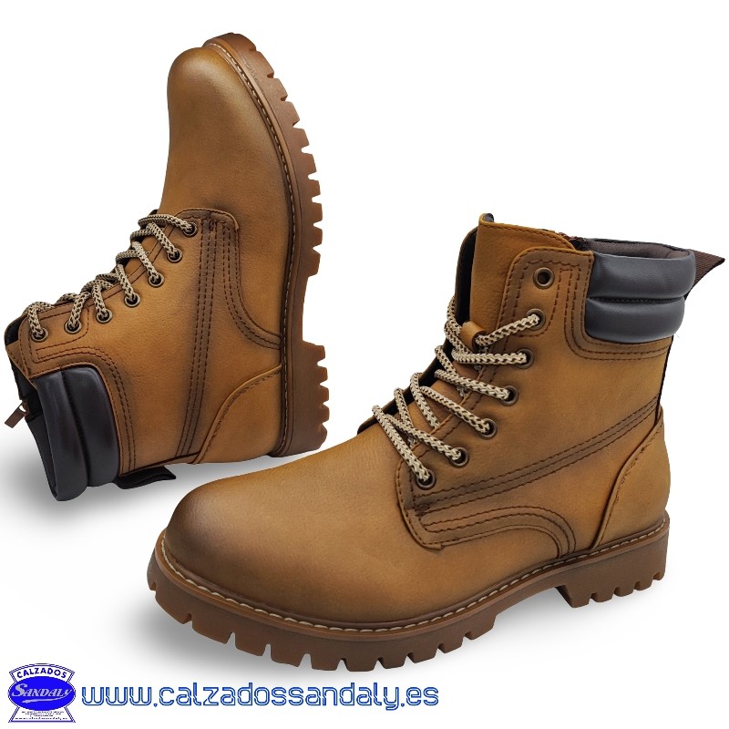 BOTA MONTAÑA ESTILO PANAMA CON CORDON Y CREMALLERA FACIL PONER - CABALLERO - MOSTAZA