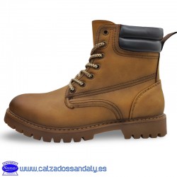 BOTA MONTAÑA ESTILO PANAMA CON CORDON Y CREMALLERA FACIL PONER - CABALLERO - MOSTAZA