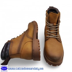 BOTA MONTAÑA ESTILO PANAMA CON CORDON Y CREMALLERA FACIL PONER - CABALLERO - MOSTAZA