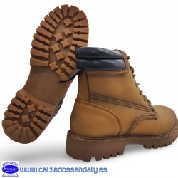 BOTA MONTAÑA ESTILO PANAMA CON CORDON Y CREMALLERA FACIL PONER - CABALLERO - MOSTAZA