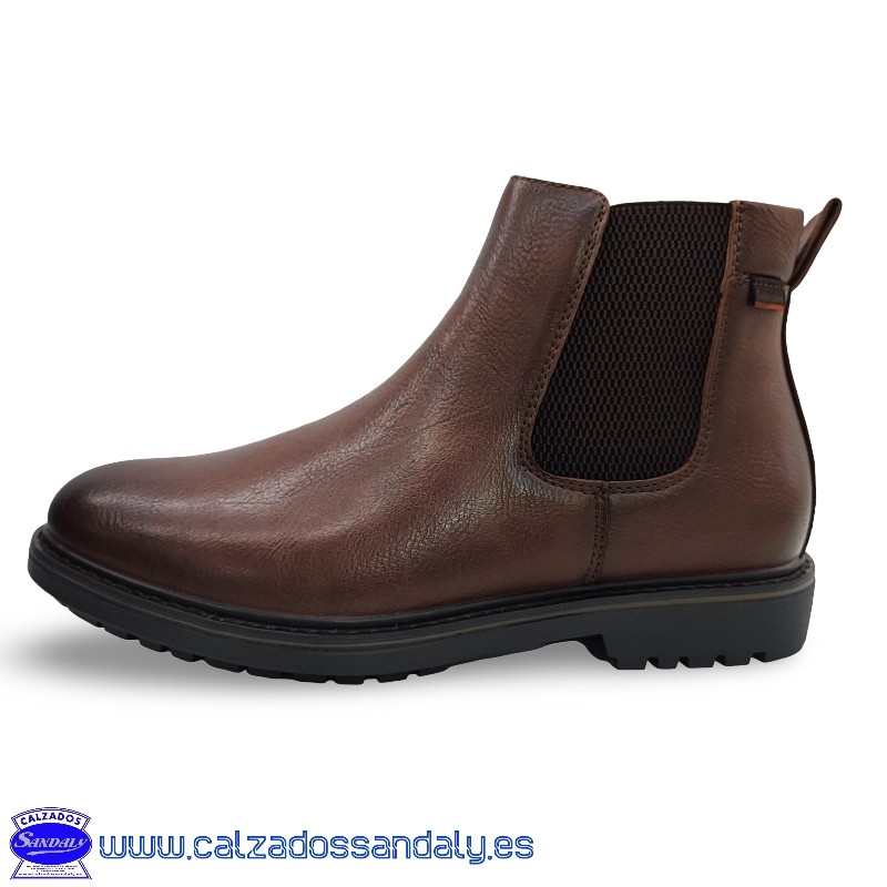 BOTA GOMA LATERAL CHELSEA CON CREMALLERA PARA FACIL PONER CON SUELA DE GOMA LIGERA - MARRON