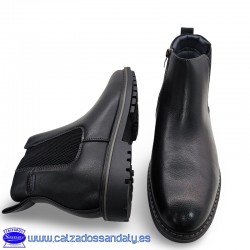 BOTA GOMA LATERAL CHELSEA CON CREMALLERA PARA FACIL PONER CON SUELA DE GOMA LIGERA - NEGRO