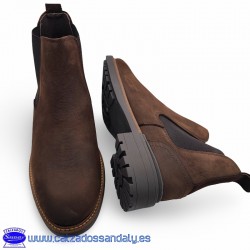 BOTA GOMAS LATERALES CHELSEA CON SUELA DE GOMA FLEXIBLE Y ANTIDESLIZANTE TODO PIEL - MARRON - NEGRO