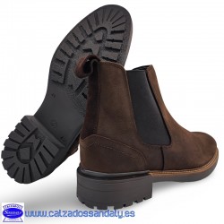 BOTA GOMAS LATERALES CHELSEA CON SUELA DE GOMA FLEXIBLE Y ANTIDESLIZANTE TODO PIEL - MARRON - NEGRO