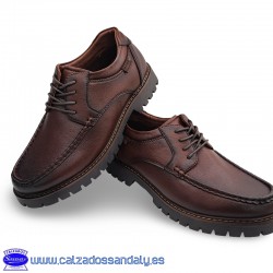 ZAPATO HOMBRE NAUTICO ESTILO TIMBERLAND  CON CORDONES Y SUELA LIGERA - MARRON