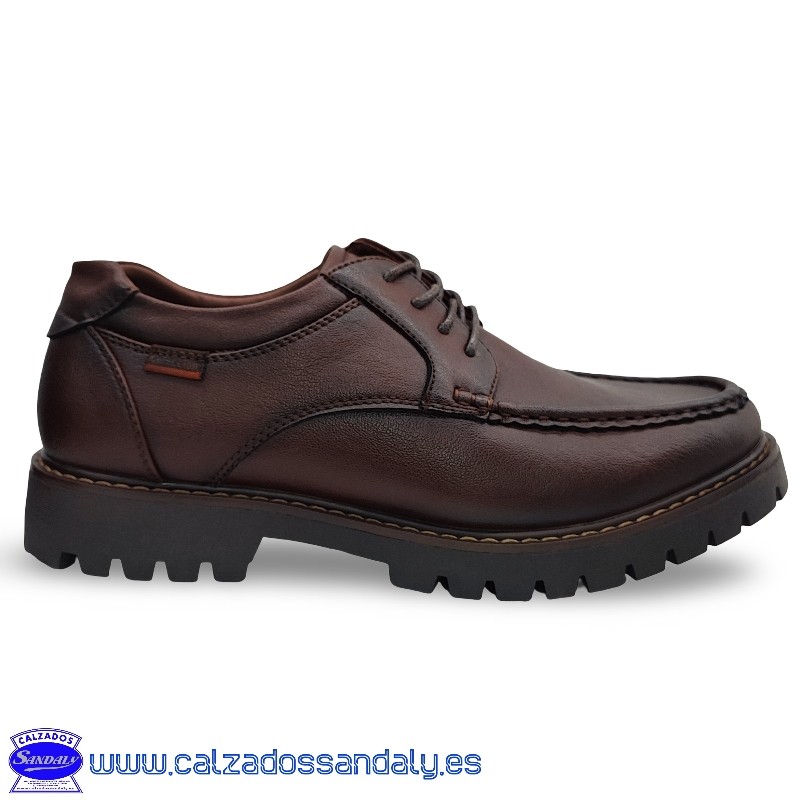 ZAPATO HOMBRE NAUTICO ESTILO TIMBERLAND  CON CORDONES Y SUELA LIGERA - MARRON