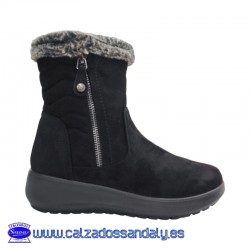 BOTIN REPELENTE AL AGUA Y ANTIDESLIZANTE CON SUELA CONFORT Y SERRAJE SUAVE - NEGRO