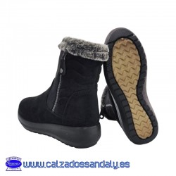BOTIN REPELENTE AL AGUA Y ANTIDESLIZANTE CON SUELA CONFORT Y SERRAJE SUAVE - NEGRO