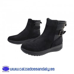 BOTIN REPELENTE AL AGUA CON SUELA ANTIDESLIZANTE CON HEBILLA ADORNO LATERAL - NEGRO